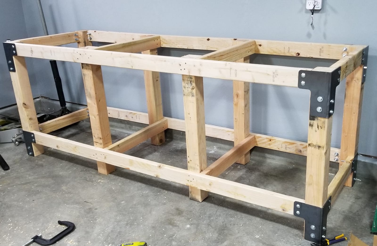 Eastwood 8 Pieces Steel Work Bench Brackets | 3/16 inch Heavy Gauge Steel Workbench Supports | DIY Heavy Duty Craft Table | Work Benches for Garage | Fabricated in The USA | Shop Table Kit customer photo 2