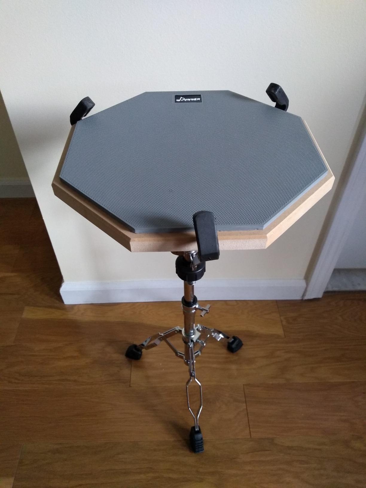 Donner Snare Drum Stand Set with Drum Practice Pad, 12'' Double-sided Silent Drum Pad set, Drumsticks, Backpack Adjustable Stand Fits 10''-14'' Dia Drums customer photo 1