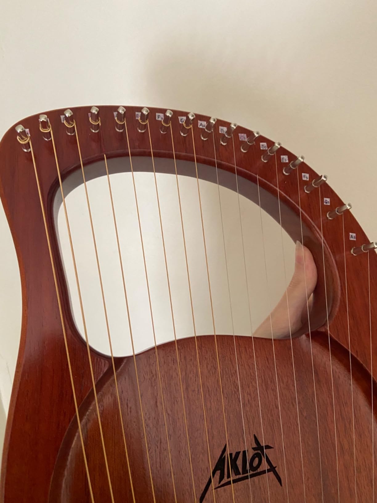 Lyre Harp, AKLOT 16 Metal Strings Mahogany Lye Harp with Tuning Wrench,Spare String Set,Pickup,Black Gig Bag customer photo 2