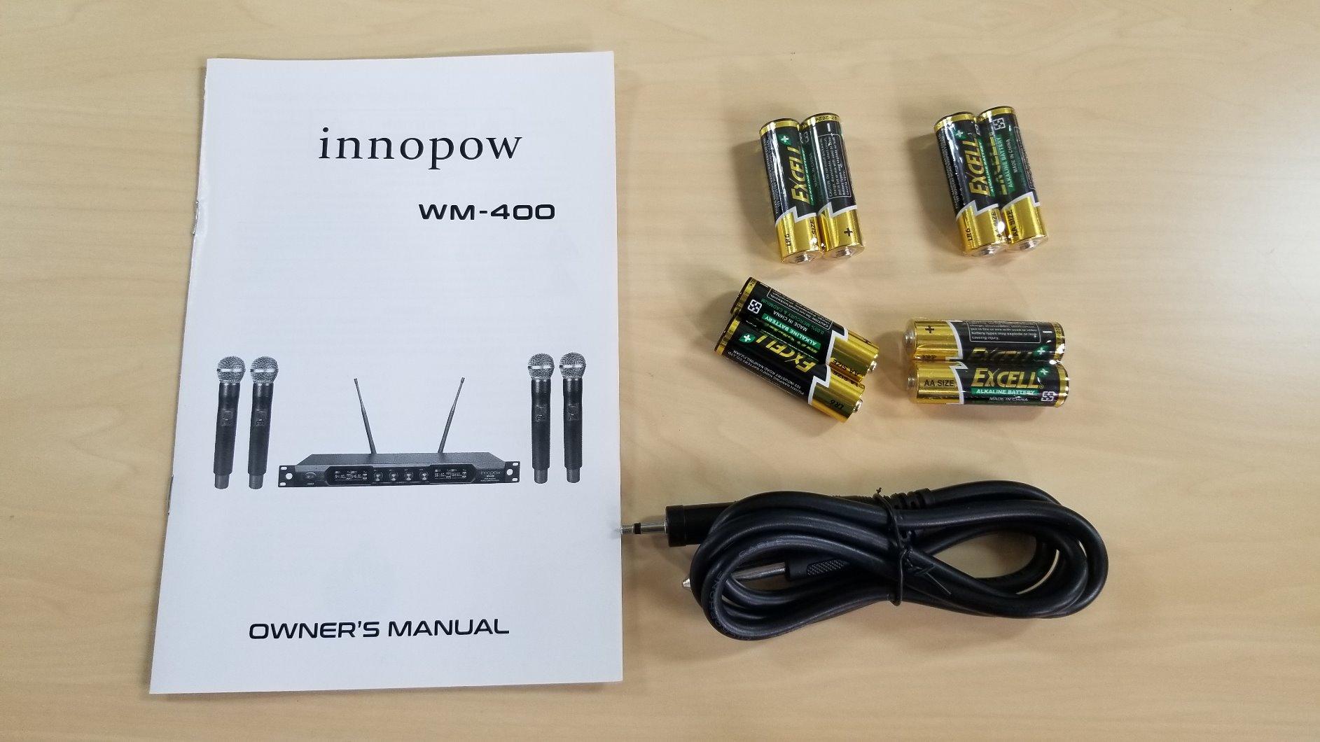 innopow 4-Channel Wireless Microphone System, Quad UHF Metal Cordless Mic, 4 Handheld Mics, Long Distance150-200Ft, Fixed Frequency, 16 Hours Use for Karaoke Singing, Church customer photo 1