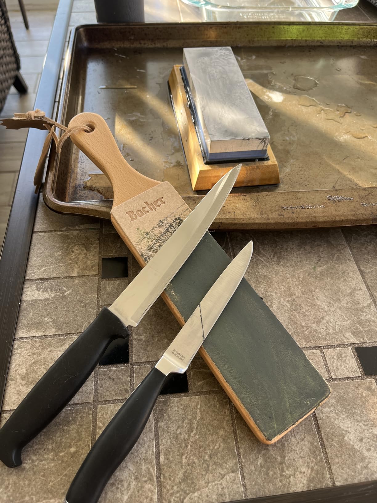 Bacher Leather Strop - 12.6 in, Knife Sharpening Kit, 4 Compounds & Balm customer photo 2
