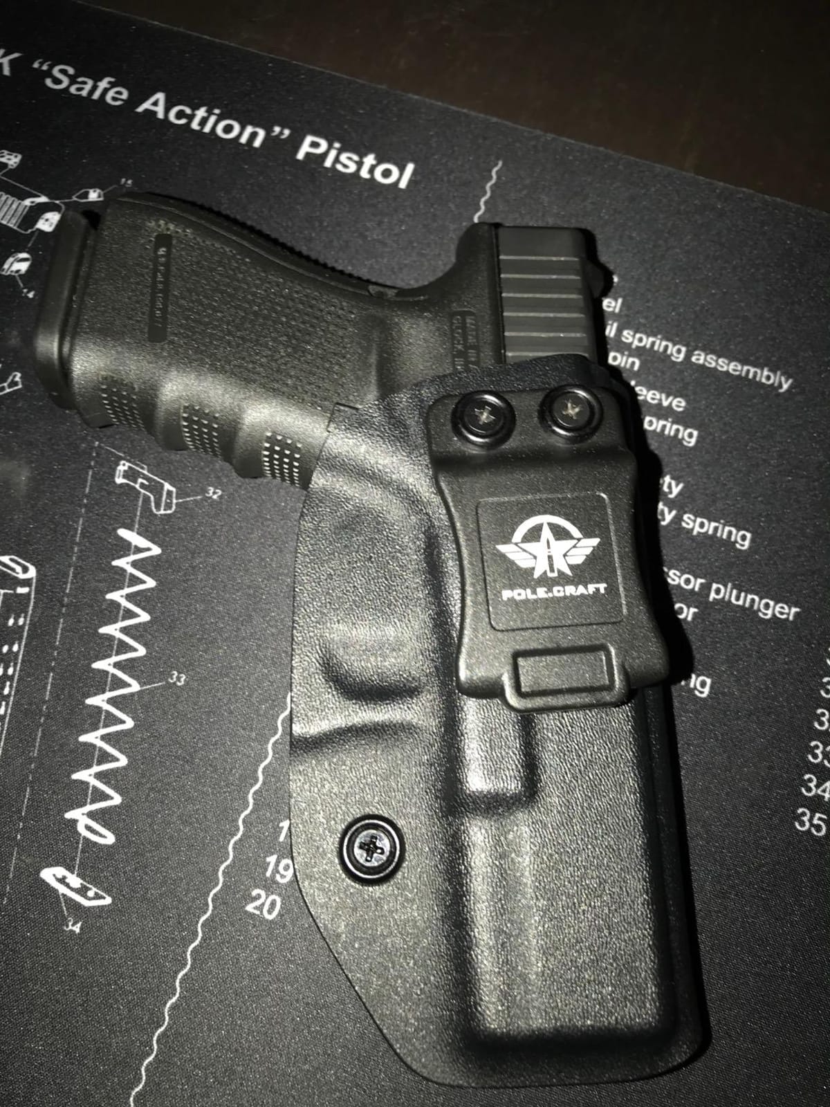 POLE.CRAFT IWB Kydex Holster Custom Fit: Glock 19 19X 25 44 45 (Gen 1 2 3 4 5) & Glock 23 32 (Gen 3 4) - Inside Waistband Carry - Adj. Cant Retention customer photo 2
