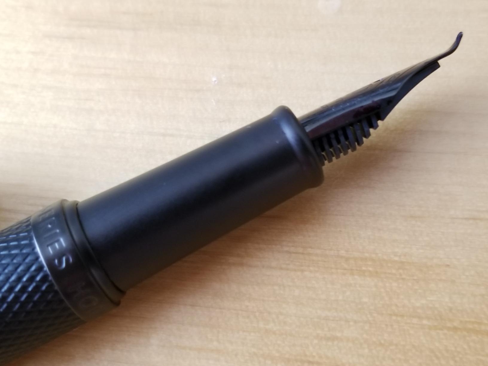Brushed Black Forest Fude Pen, Bent Nib Calligraphy Fountain Pen (Fine to Broad) with Converter and Metal Box Set by Asvine customer photo 1