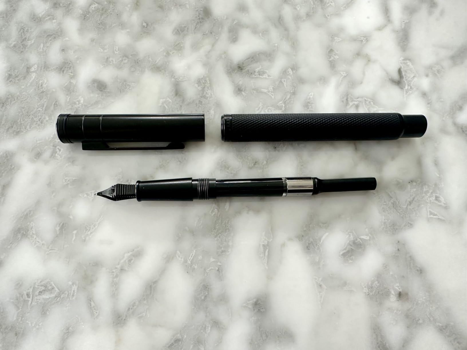 Brushed Black Forest Fude Pen, Bent Nib Calligraphy Fountain Pen (Fine to Broad) with Converter and Metal Box Set by Asvine customer photo 2