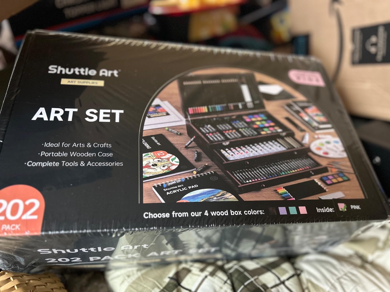 Shuttle Art 149 Piece Deluxe Art Set, Art Supplies in Wooden Case, Painting Drawing Art Kit with Crayons Colored Pencils Oil Pastels Watercolor Cakes Coloring Book Sketch Pad for Kids Adults customer photo 2