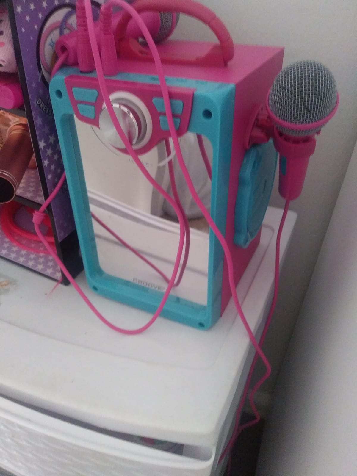 Rechargeable Pink Karaoke Machine, 2 Microphones, Bluetooth, Girls Ages 8+ customer photo 2