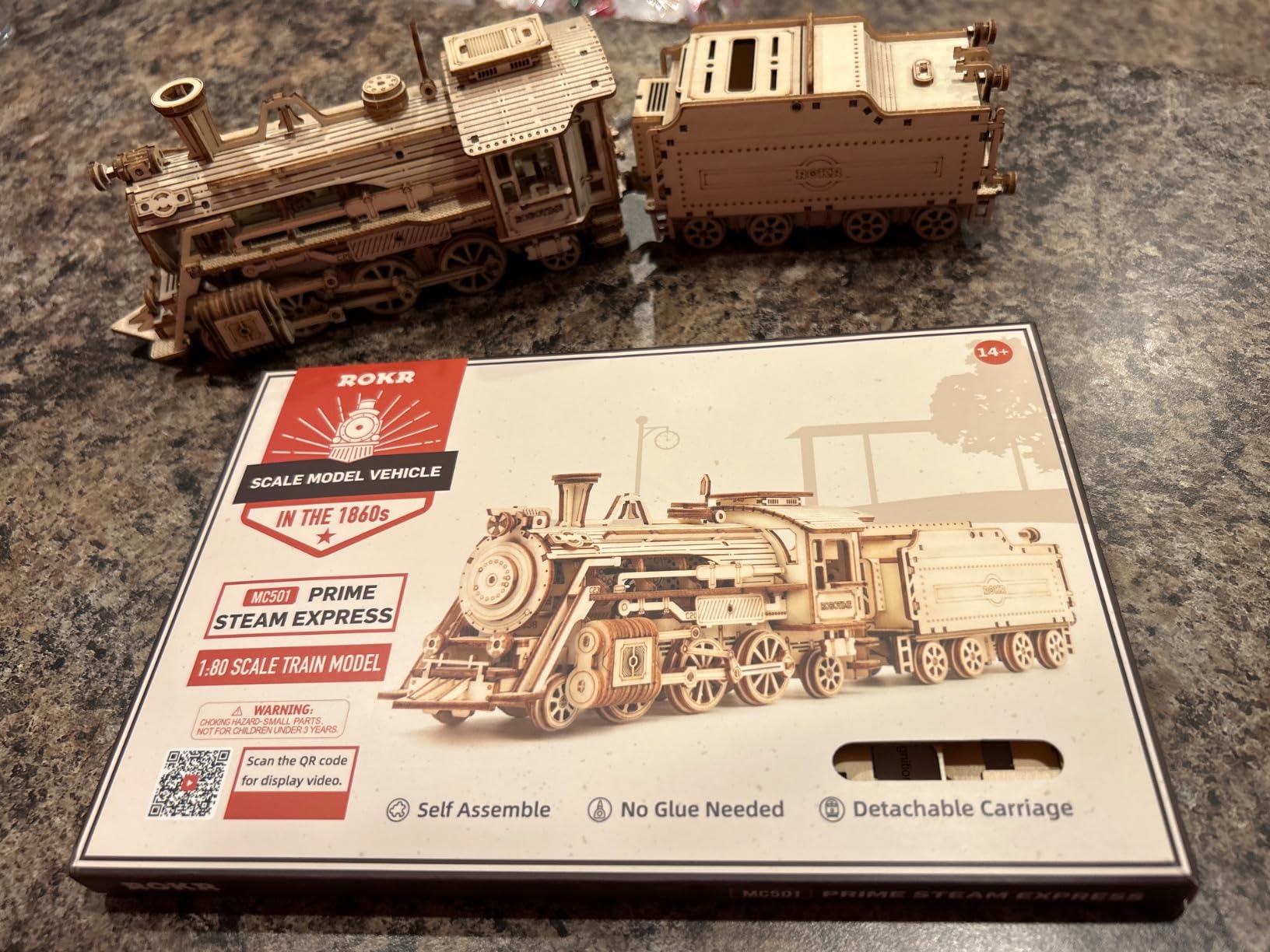 ROKR 3D Wooden Puzzle for Adults-Mechanical Train Model Kits-Brain Teaser Puzzles-Vehicle Building Kits-Unique Gift for Teens on Birthday/Christmas Day(1:80 Scale)(MC501-Prime Steam Express) customer photo 2