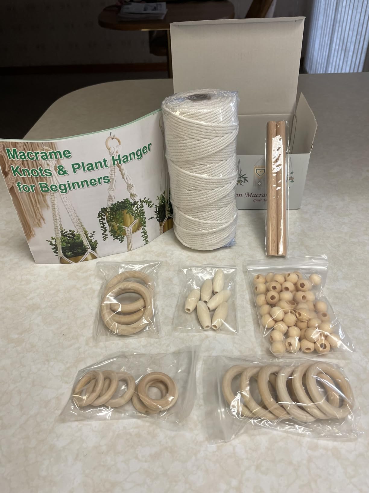 Easy Macrame Kits for Adults Beginners with Instruction Book | Supplier Wood Beads,Rings,Wooden Dowel for Macrame Plant Hangers ,Boho Wall Hanging for Starters Christmas Crafts for Adults customer photo 2