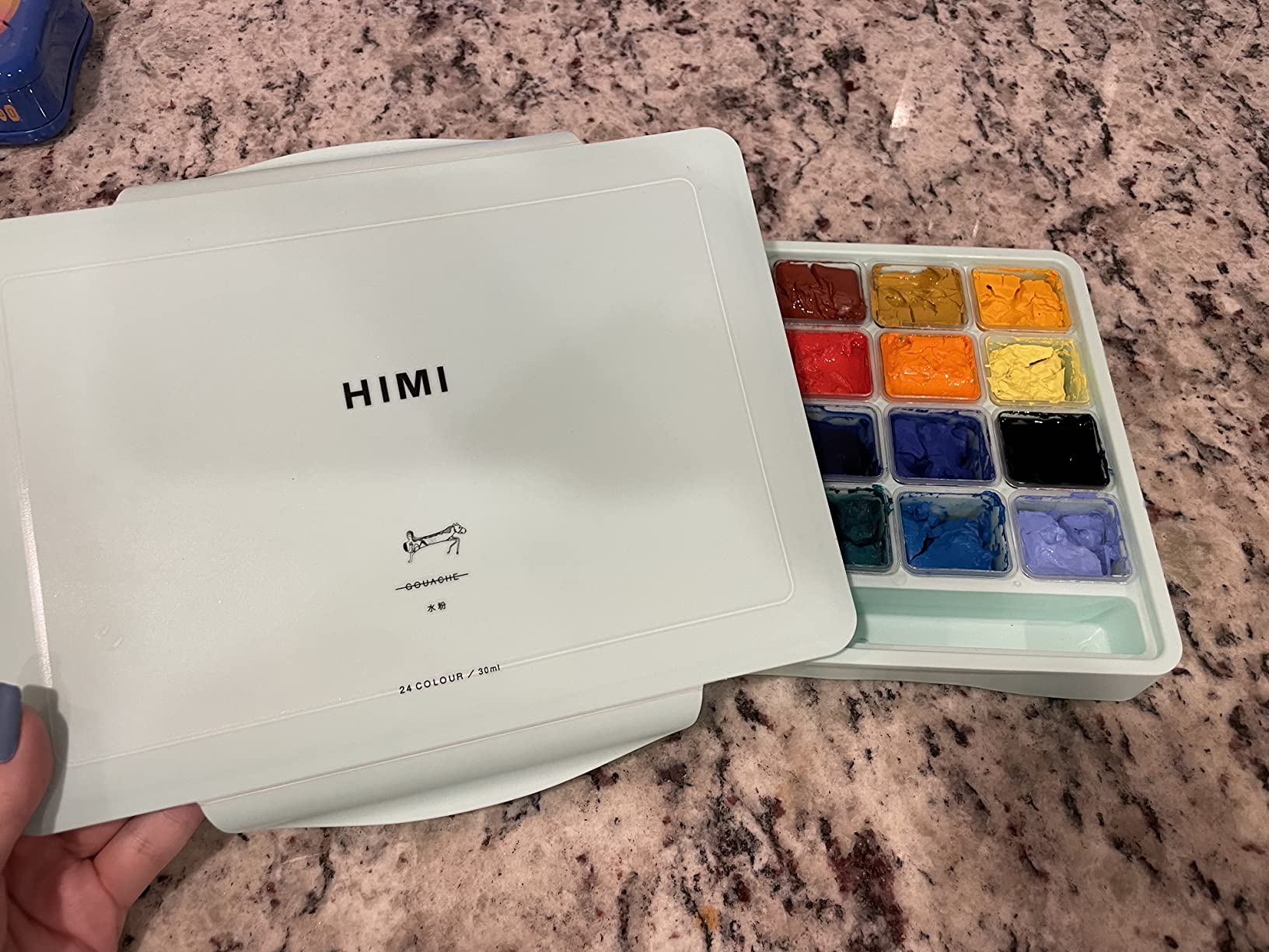 HIMI Gouache Paint Set, 24 Colors x 30ml Unique Jelly Cup Design with 3 Paint Brushes and a Palette in a Carrying Case, Non-Toxic Gouache Paint Perfect for Artists, Students(Green) customer photo 1