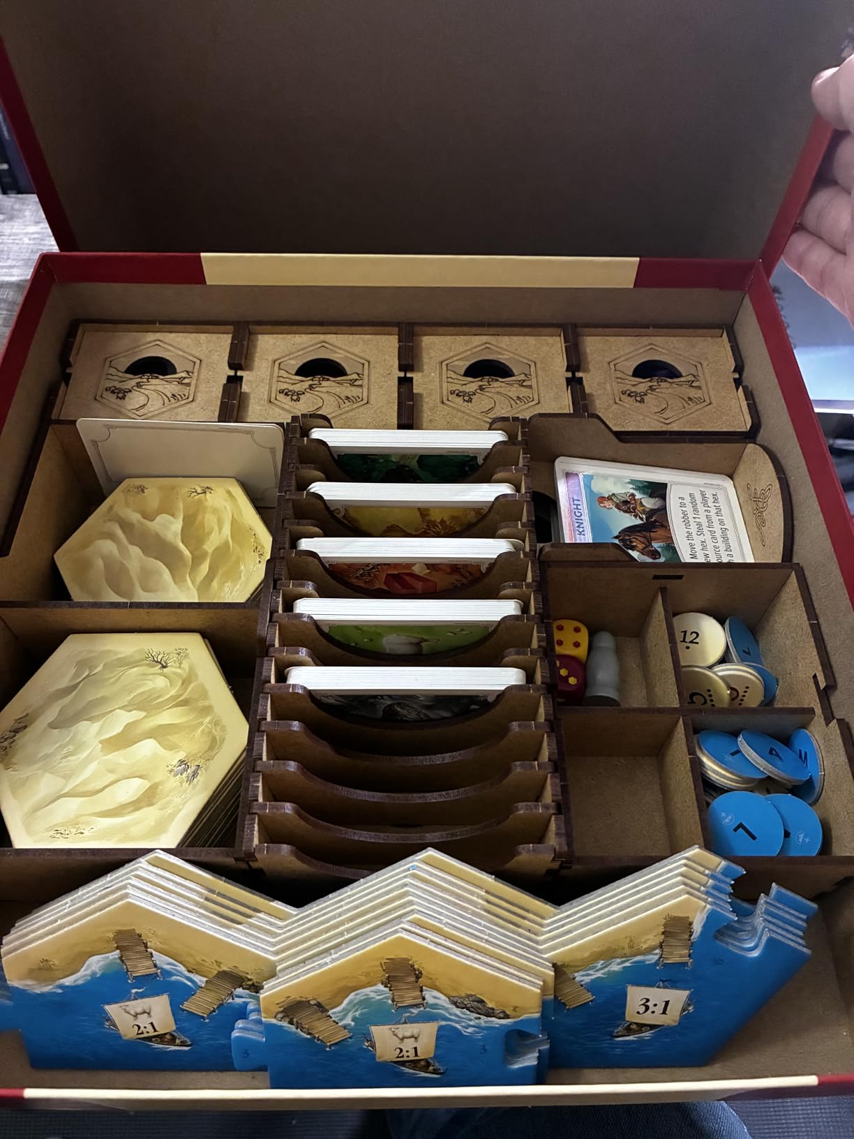 TowerRex Organizer for Catan, Board Game Storage | Cities and Knights, Seafarers, 5-6 Player Expansions Compatible, Fits Sleeved Cards, Removable In-Game Trays customer photo 2