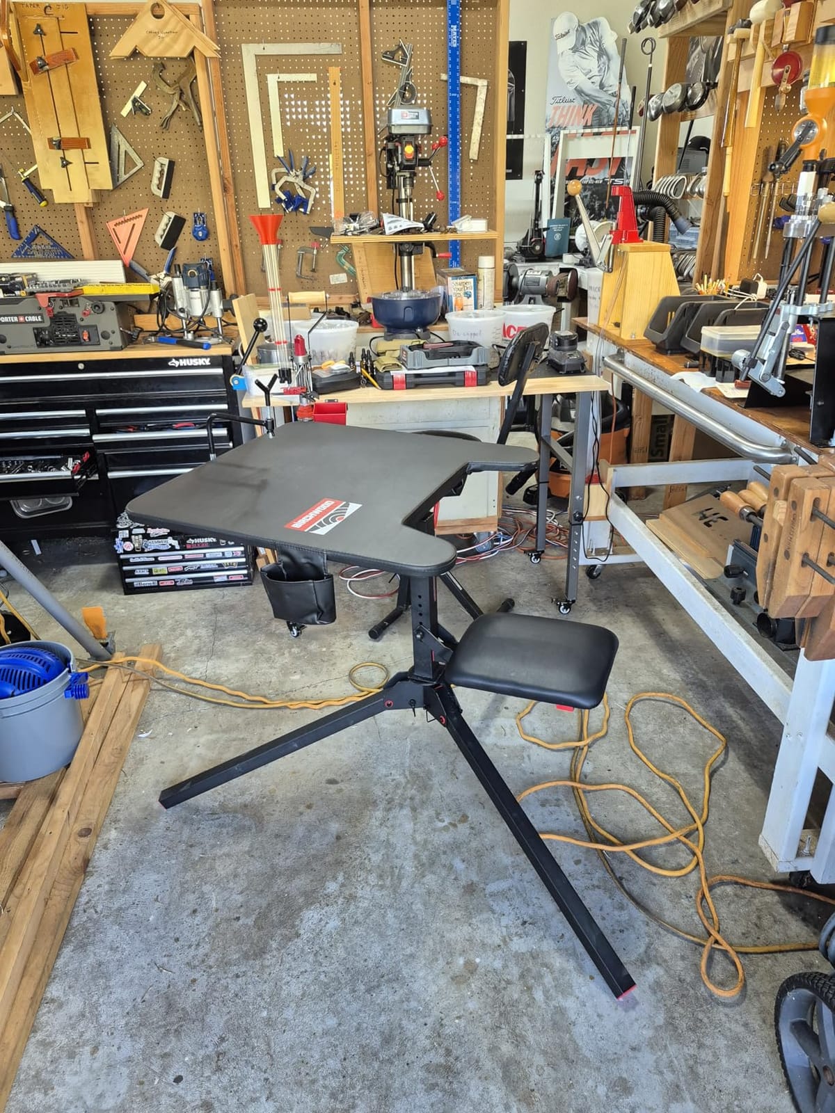 Birchwood Casey Swivel Action Shooting Bench with Thick Padded Seat, Extended Arm Rests, Padded Vinyl Cover, Gear Pouches & Adjustable Coated Gun-Rest customer photo 1