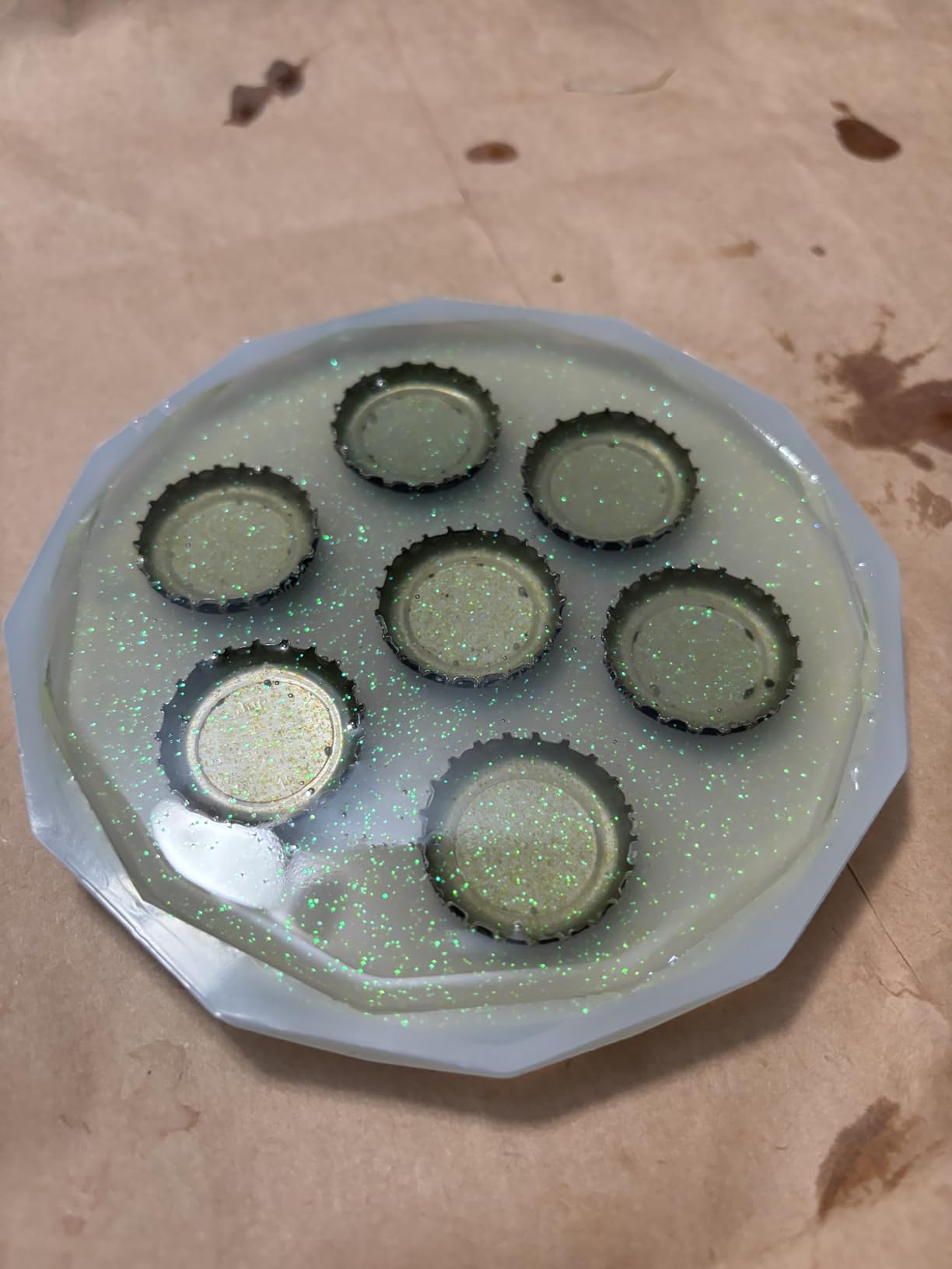 ResinWorld 4 Pack Coaster Molds - Diamond Edge Crystal & Round Geode Silicone Molds for Epoxy Resin Casting customer photo 2