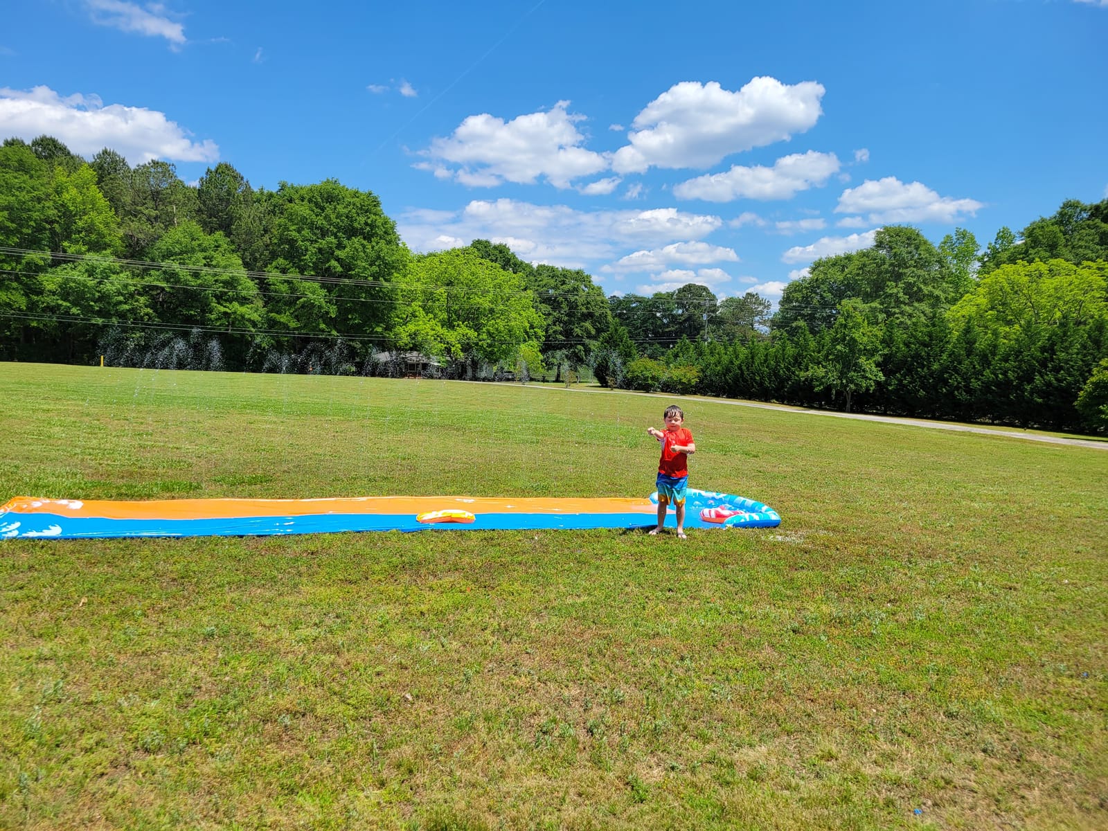 JOYIN 22.5ft Water Slides and 2 Bodyboards, Lawn Water Slide Summer Slip Waterslides Water Toy with Build in Sprinkler for Backyard Outdoor Water Fun for Kids customer photo 2