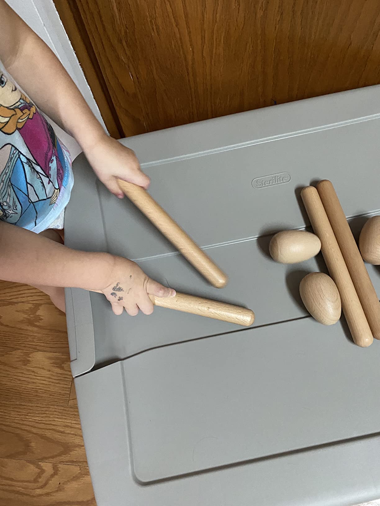 8 Pcs Musical Percussion Instrument Set, includes 4 Pcs 8 Inch Rhythm Sticks Wood Claves and 4 Pcs Wood Egg Shakers customer photo 2