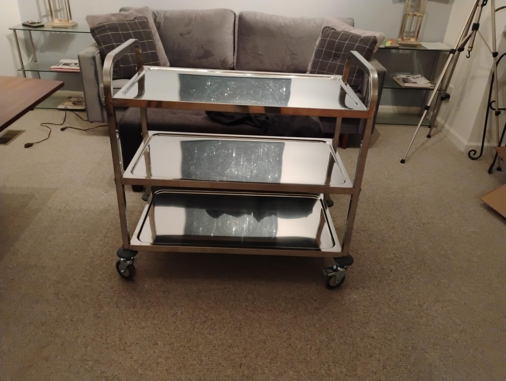 uyoyous Extra Large 3 Tier Stainless Steel Utility Cart 37x20x37 inch customer photo 1
