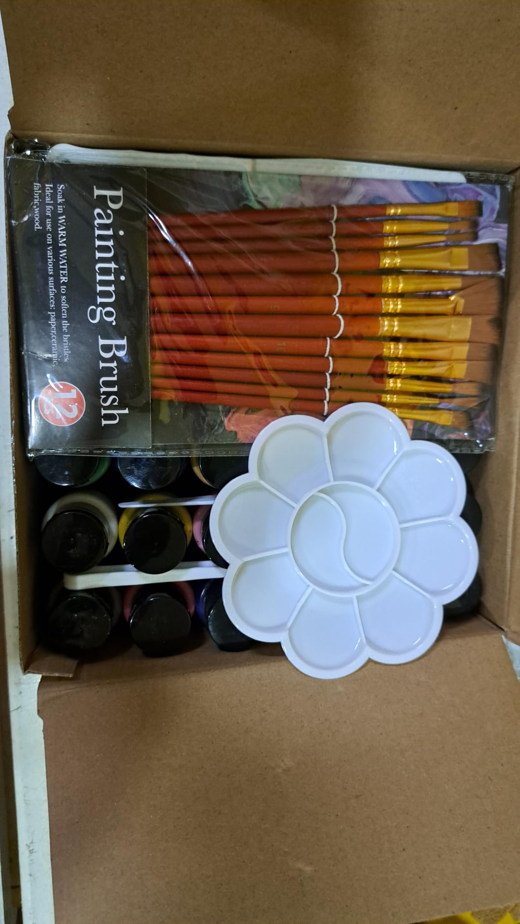 55PCS Acrylic Paint Set of 36 Colors 2fl oz 60ml Bottles 12 Brushes,Non Toxic 36 Colors Acrylic Paint No Fading Rich Pigment for Kids Adults Artists Canvas Crafts Wood Painting customer photo 1