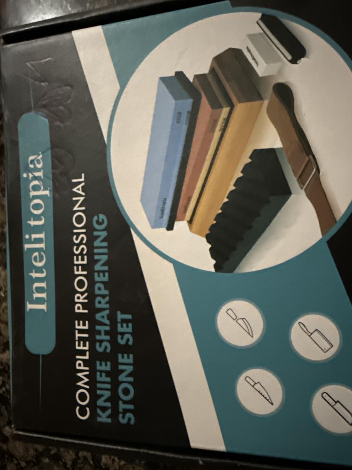 Intelitopia Complete Knife Sharpening Stone Set – Dual Grit Whetstone 400/1000 3000/8000 Knife Sharpener with Leather Strop, Flattening Stone, Bamboo Base, 3 Non-slip Rubber Bases & Angle Guide customer photo 2