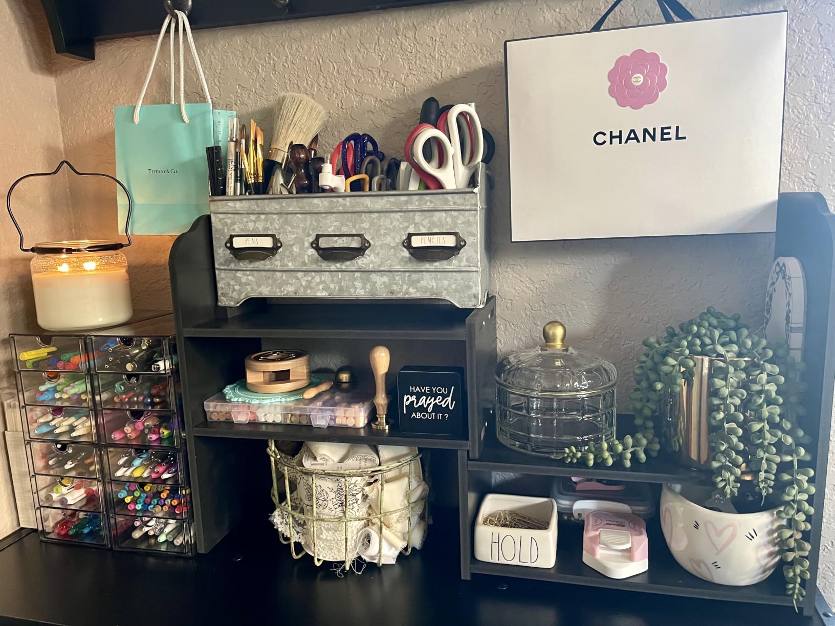 YGYQZ Adjustable Desktop Shelf Organizer, 3-Tier Desk Shelf, White Pattern customer photo 2