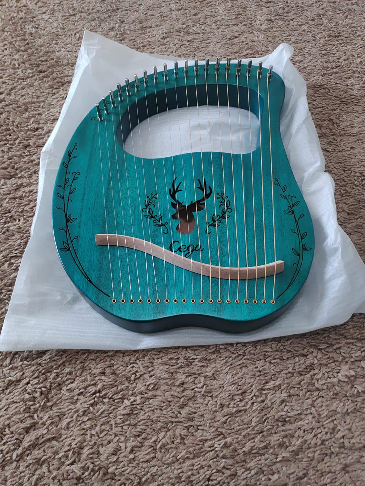 Lyre Harp, 19 Metal Strings Maple Saddle Mahogany Body Lyra Harp with Bag key included customer photo 1