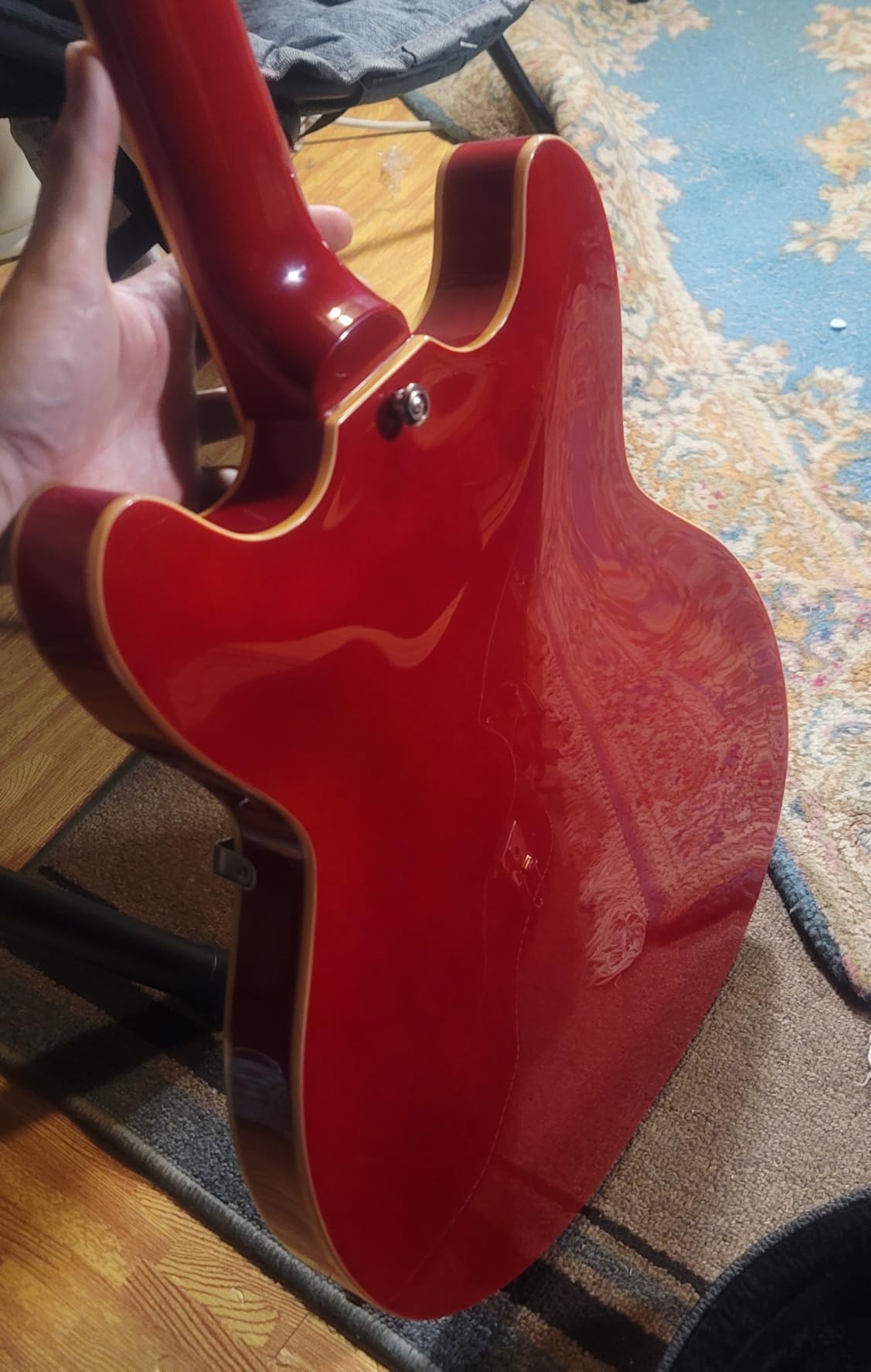 Grote Full Scale Electric Guitar Semi-Hollow Body Guitar Stainless Steel Frets (Vintage Sunburst) customer photo 2