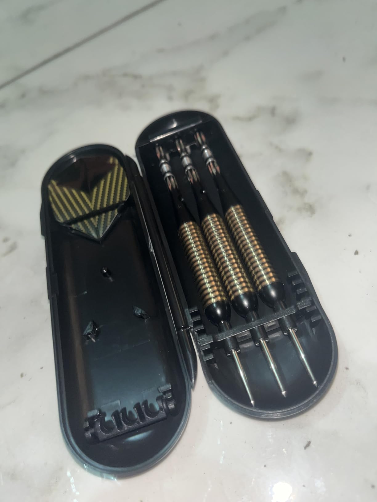 Steel Tip Darts Set for Dartboard, Professional Brass Darts Metal Tip Black Purple Aluminium Nylon Shafts 9 Flights 50 Rubber O-Rings 12 Spring Rings 1 Dart Sharpener Tool 24/27 Grams customer photo 2
