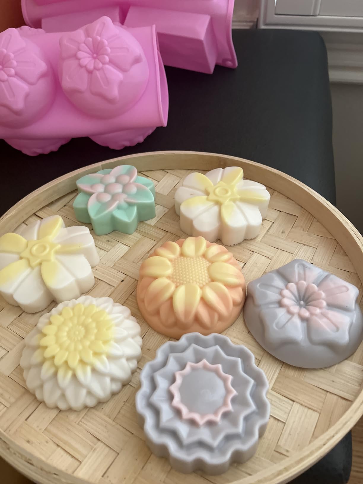 3 Pack Silicone Soap Molds, 6 Cavities Flower Making Mold, Included Rectangle Shape Supplies, Perfect for Handmade Soaps, Homemade Chocolate customer photo 2