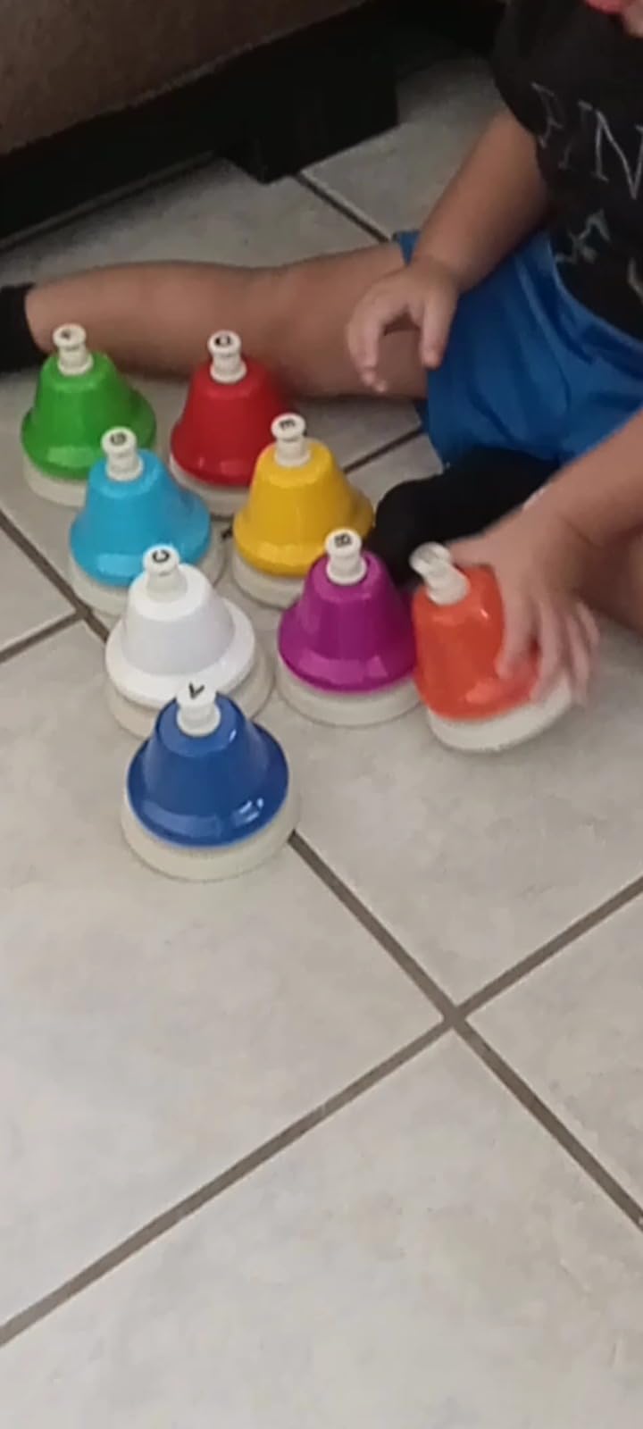 Facmogu 8 Note Rainbow Hand Bells for Kids, Color Coded Musical Bells Set customer photo 2