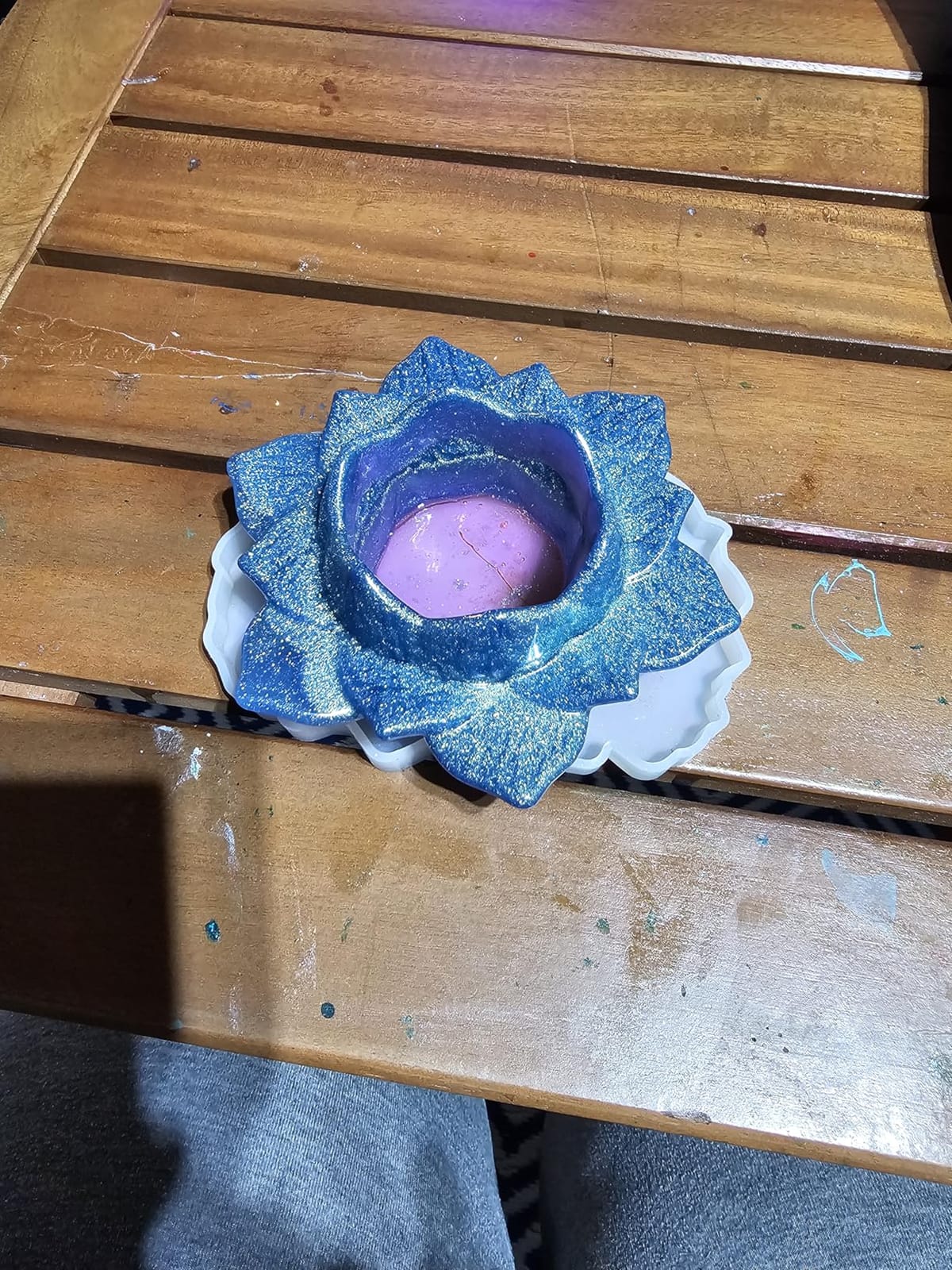 Palksky Lotus Tealight Candles Holders Resin Mold, Flower Candlestick Epoxy Casting Silicone Molds for DIY Jewelry Box, Trinket Container, Candy Box Home Table Decoration customer photo 2