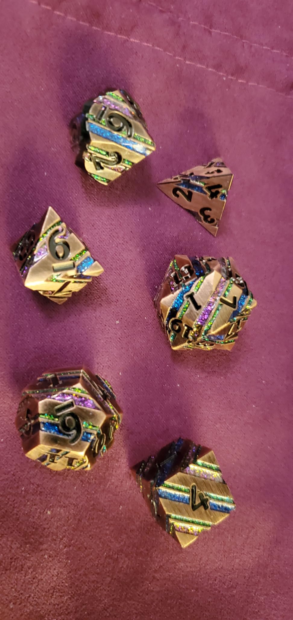 DNDND Metal D&D Dice Set,7 Pieces Dragon Scale Metallic D&D Die with Gift Metal Case for Dungeons & Dragon Game (Teal and Purple with Copper Edge) customer photo 1