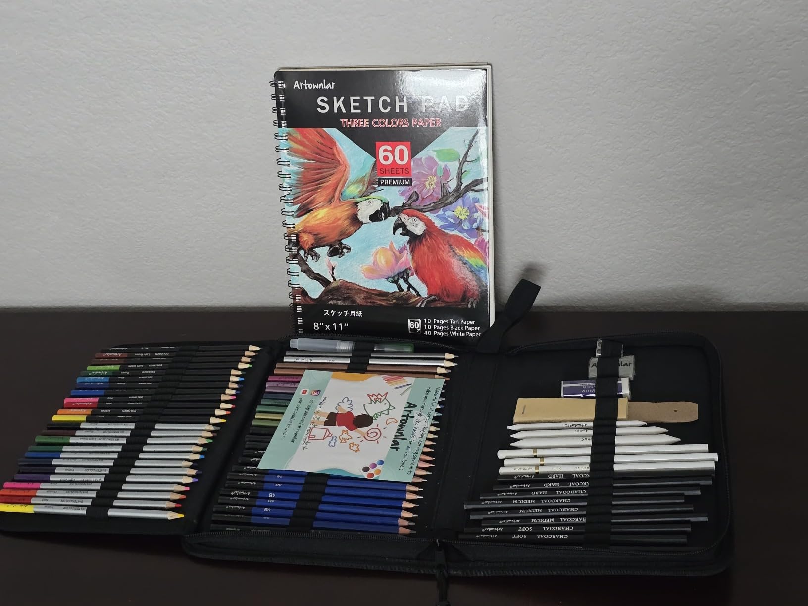 Artownlar 72 Pack Drawing Sketching Set with 8x11 Sketchbook | Pro Art Supplies Kit for Artist Adults Teens Beginner | Graphite Charcoal, Watercolor & Metallic Colored Pencils in Gift Case. customer photo 1