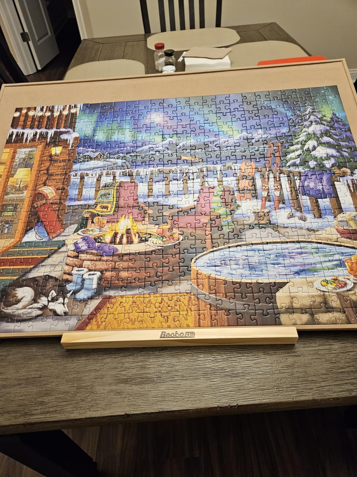 Ravensburger - Northern Lights - 500 Piece Large Format Jigsaw Puzzle - Stunning, Bold, Vivid Image of The Phenomenon - Warm Fireside Cabin - Premium Quality - Puzzles for Adults customer photo 2