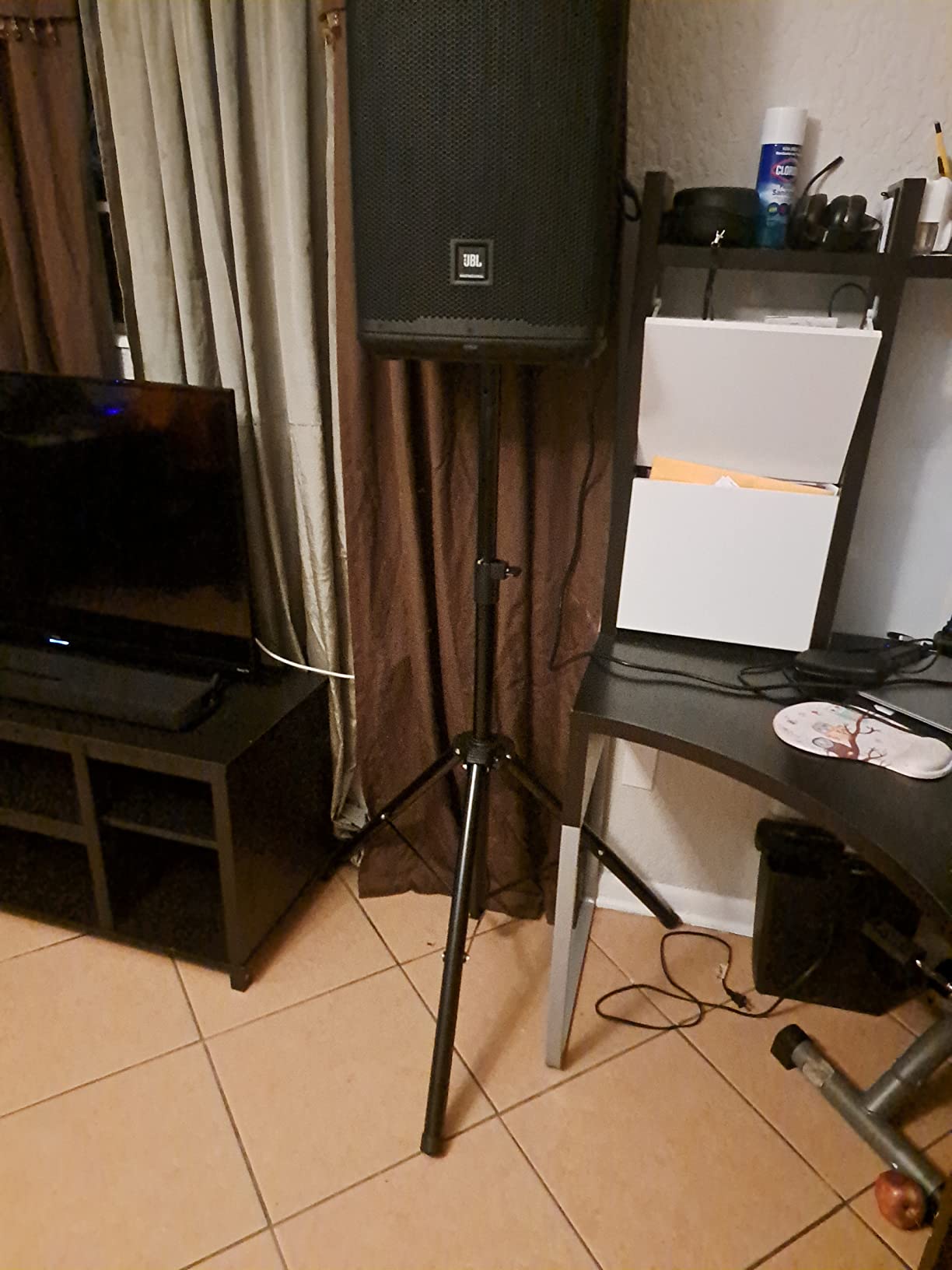 5 Core Speaker Stand Universal Mount Steel Construction 132 Lbs Capcity Stable Tripod w/Adjustable Height 72” w 35mm Compatible Insert Metal Safety Pin Black customer photo 1