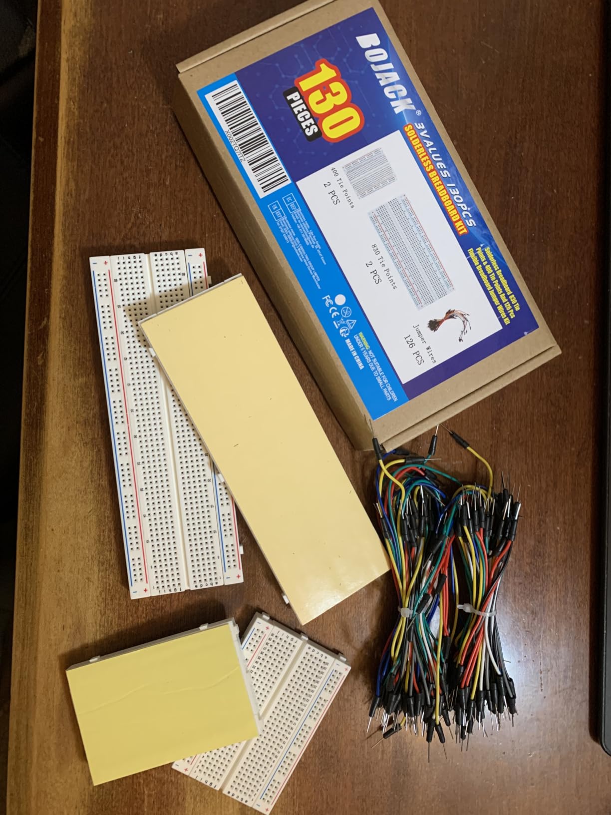 BOJACK 3 Values 130 Pcs Solderless Breadboard 4 Pcs 830 Tie Points & 400 Tie Points & 126 Pcs Flexible Breadboard Jumper Wires customer photo 1
