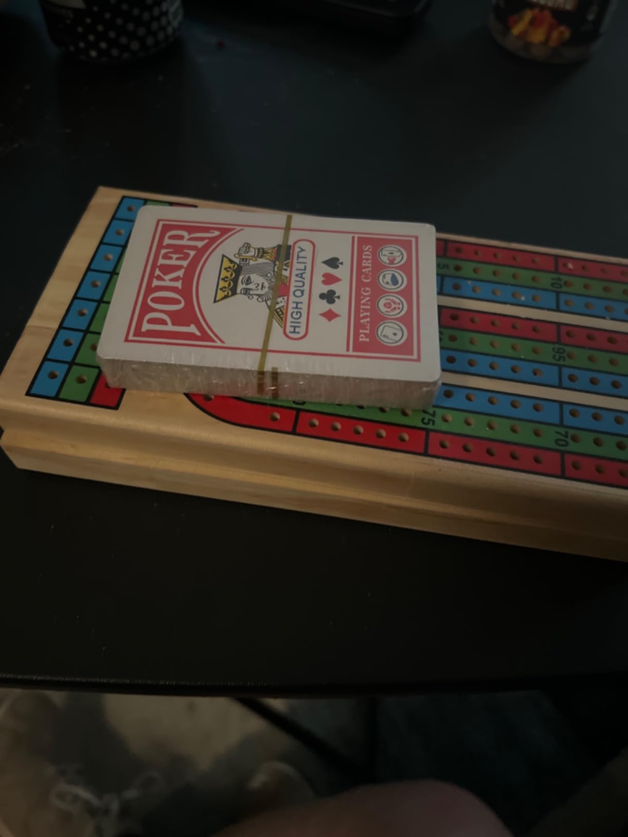 FUNPENY Traditional Wooden Cribbage Board Game Set, 3-Track Color Coded with Metal Pegs and Deck of Playing Cards customer photo 2