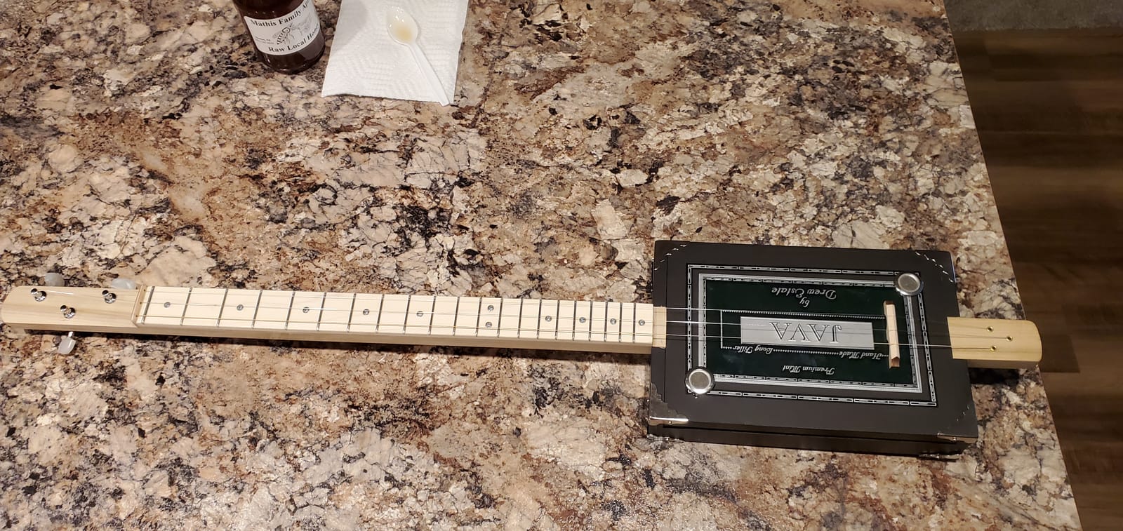 Complete DIY 3-String Fretted Cigar Box Guitar Kit with Neck - includes Acoustic/Electric Pickup customer photo 2