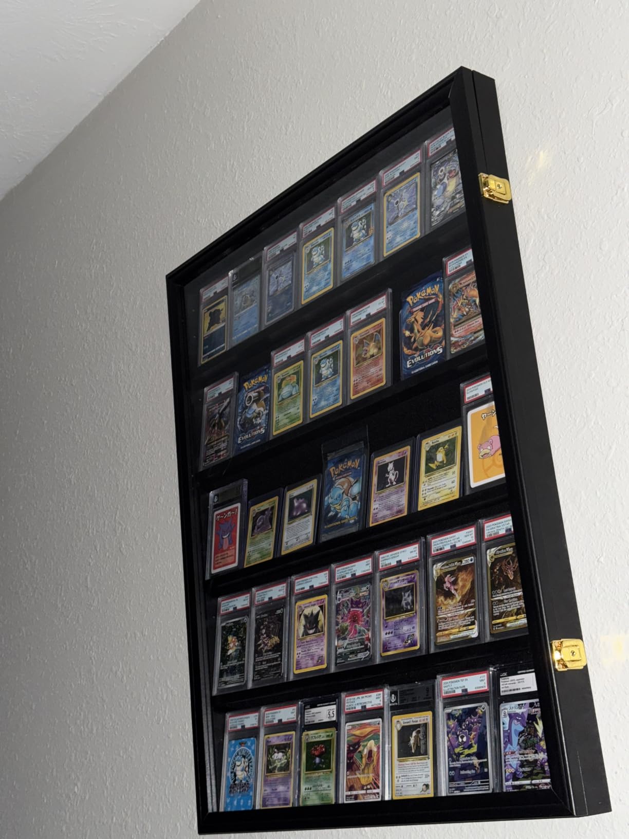 35 Graded Sports Card wall-Mounted Display case for Shows, Black customer photo 2