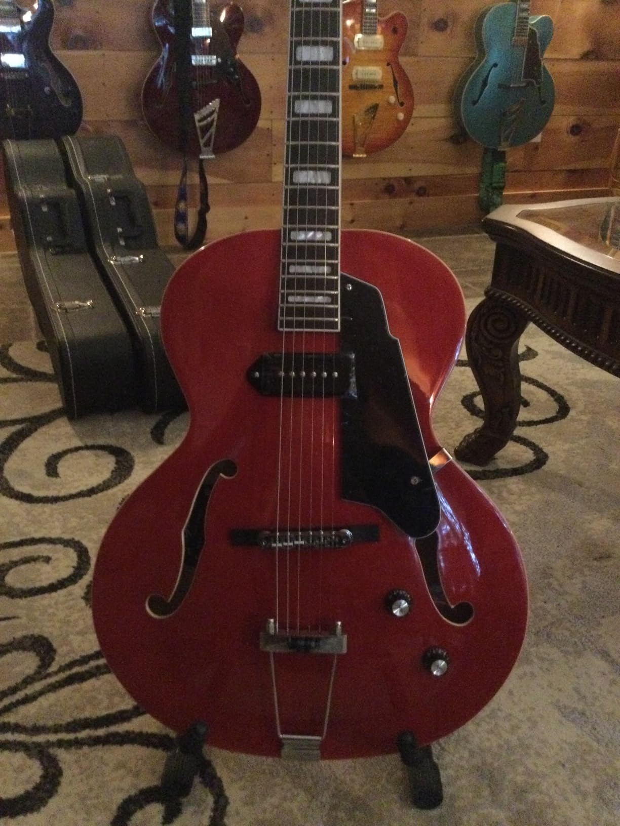 GROTE Jazz Electric Guitar Hollow Body Chrome Hardware P90 pickup (Vintage Sunburst) customer photo 2