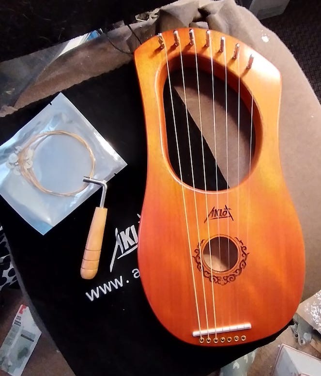Harp, AKLOT 15 Strings Mahogany Harp 22 Inch Height for Adult Professional Beginner with Tuning Wrench,Black Gig Bag,Strap (NO Spare String, International Standard Strings) customer photo 2