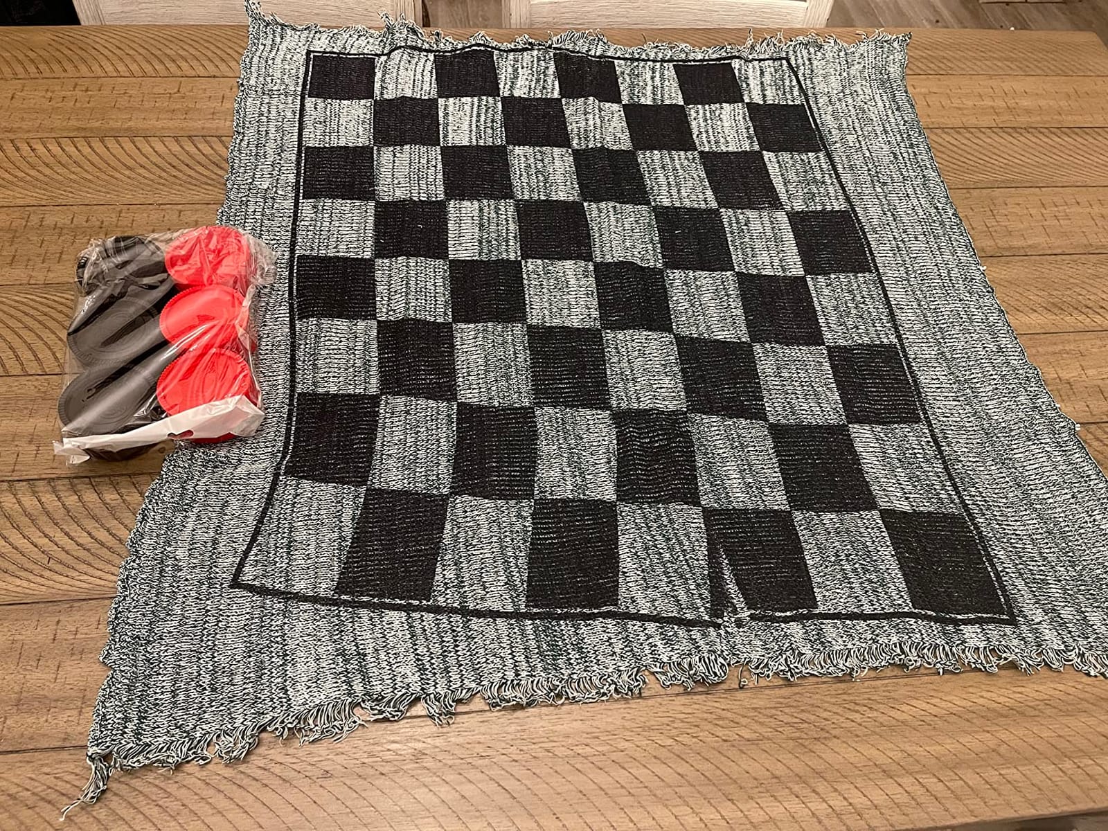 3-in-1 Vintage Giant Checkers, Tic, Tac, Toe, with Reversible Mat, 24 Chips, Family Board Game, Lawn Game, BBQ Party Favor, Indoor and Outdoor Activity for Kids and Adults customer photo 2