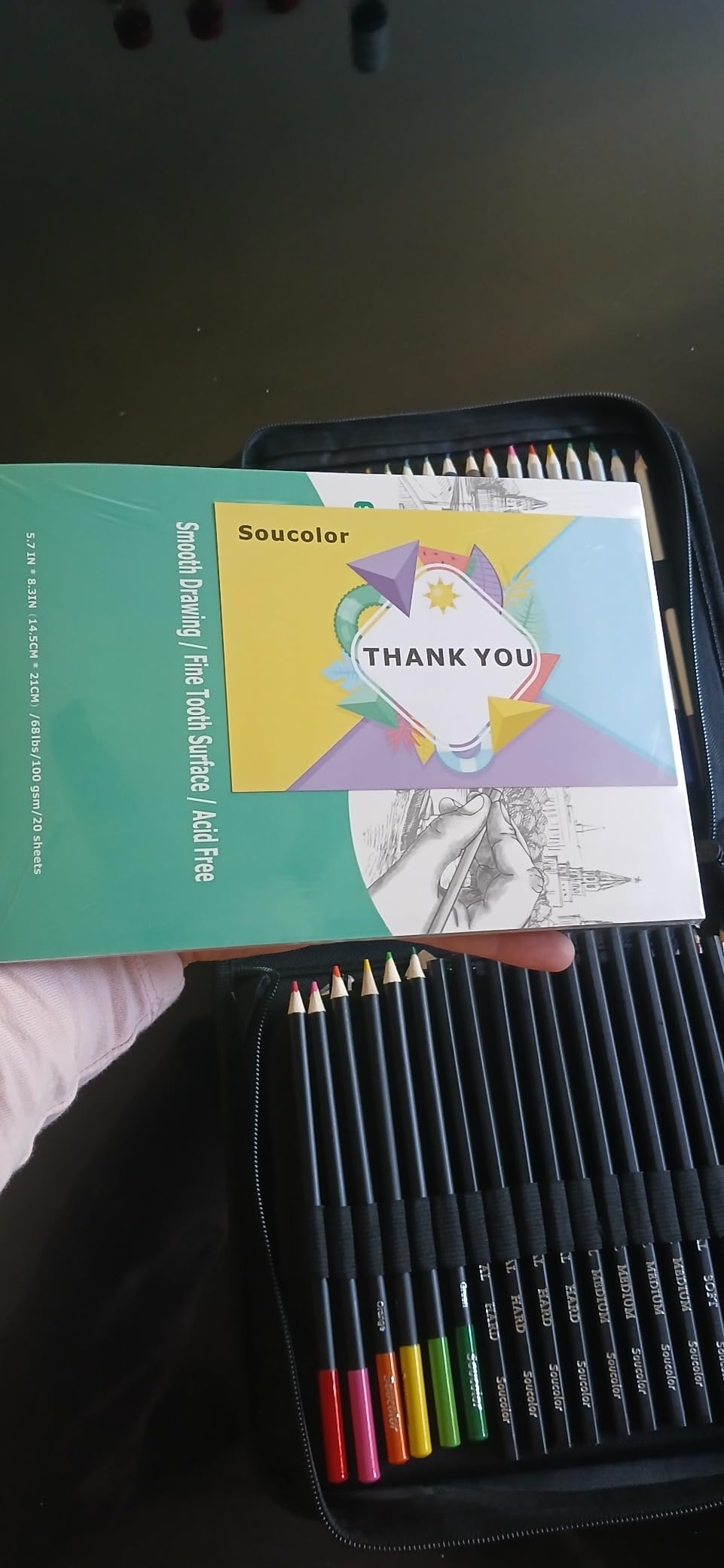 Soucolor 73Pcs Art Supplies Drawing Kit Sketch Pencils Set Adults Gift customer photo 1