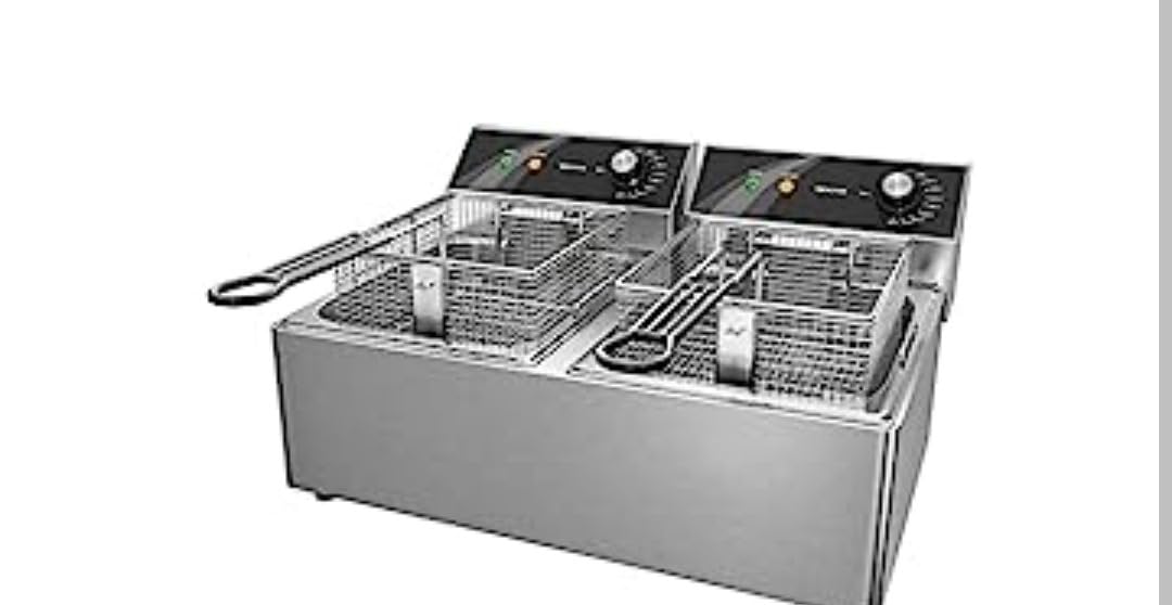 VIKEER Commercial Deep Fryer Stainless Steel Dual Tank Electric Deep Fryer with 2 Baskets Capacity 2 X 10L Electric Countertop Fryer for Restaurant and Home Use, 120V 3600W customer photo 2