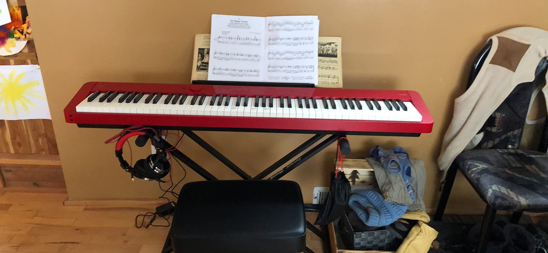 Casio Privia PX-S1100 – 88-Key Touch-Responsive Weighted Digital Piano | Ultra-Portable | Superior Sound | German Grand Tone, Bluetooth, Casio Music Space App | Gloss Red Finish customer photo 1