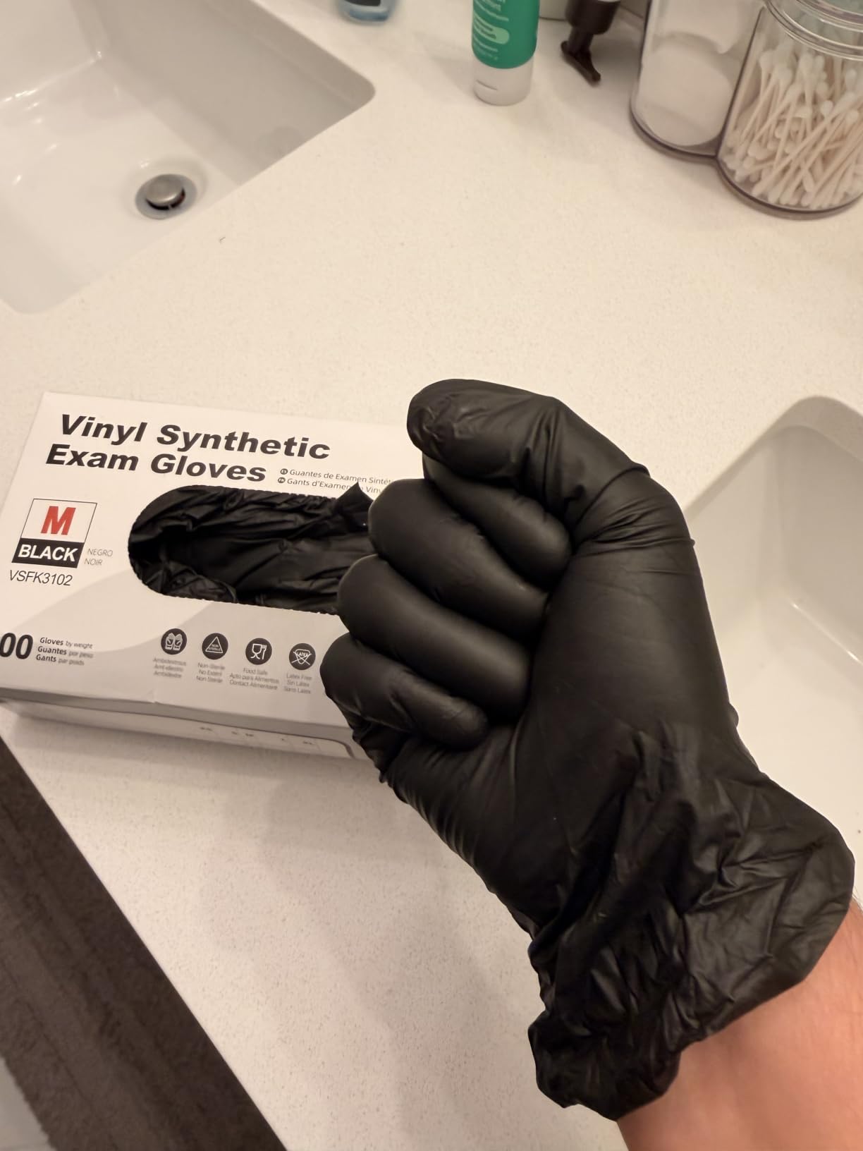 Schneider Medical Nitrile/Vinyl Blend Exam Gloves, Black Disposable customer photo 1