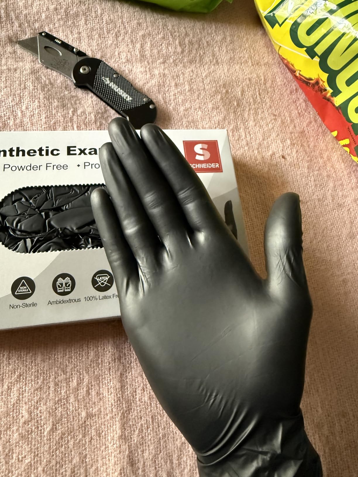 Schneider Medical Nitrile/Vinyl Blend Exam Gloves, Black Disposable customer photo 2