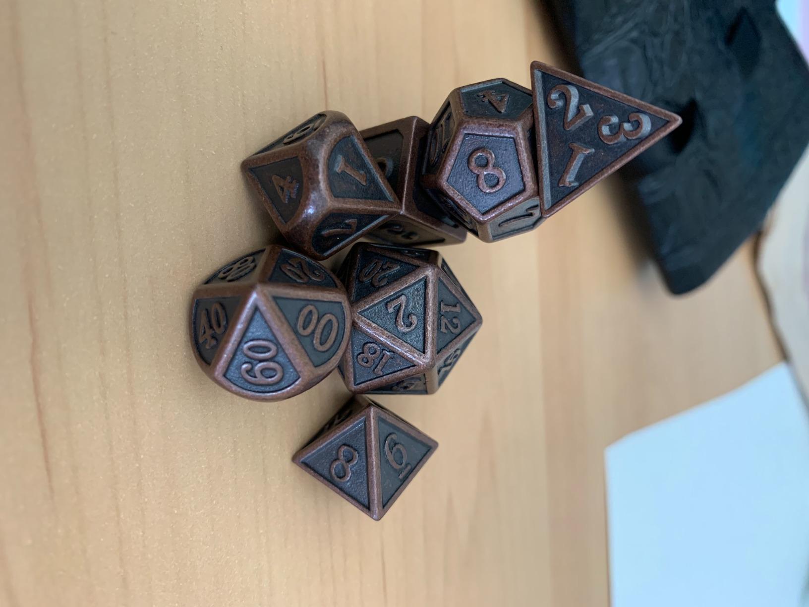 Haxtec Metal DND Dice Set, 7 Pcs Bloodstained Polyhedral Dice for RPG customer photo 2