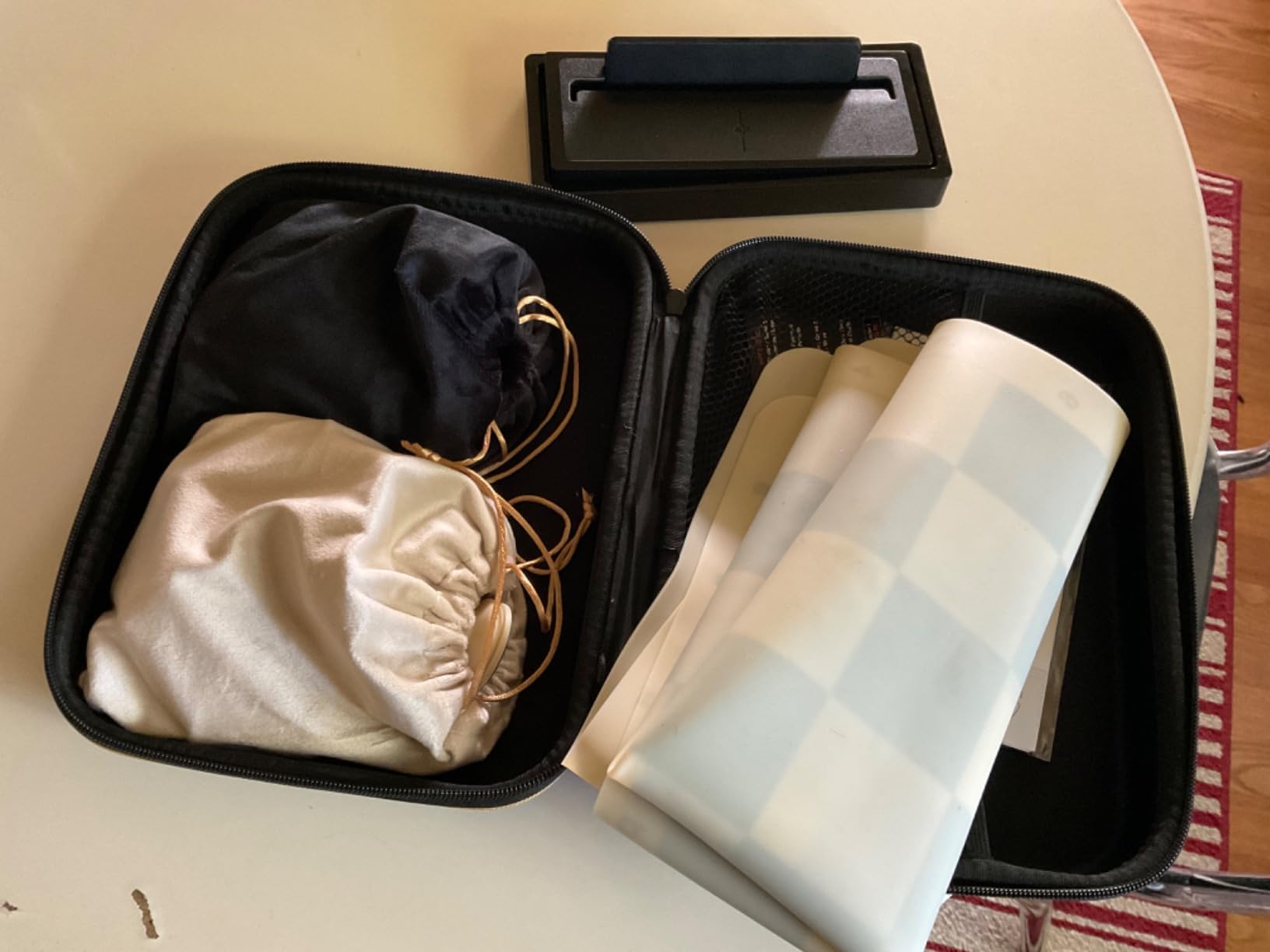 A&A Tournament Chess Set/ 20''x20'' Foldable Silicone Chess Board / 3.75'' King Height Plastic Quadruple Weighted Classic Staunton Pieces/Storage Bag for 6 Years Old - 2 Players customer photo 1