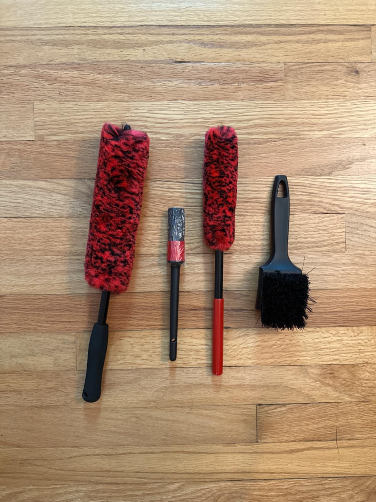 oesee Professional 4 Pack Long Handle Wheel Brush Kit for Cleaning Wheel and Tire- 2X Soft Wheel Cleaning Brush, Detailing Brush and Stiff Tire Brush, Bendable& Durable Wheel Rim Cleaner Brush Set customer photo 2