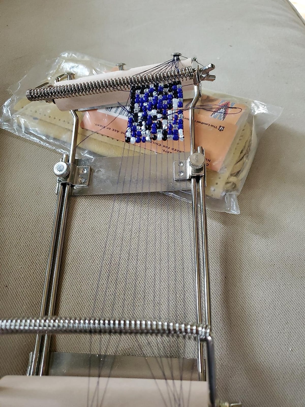 hobbyworker The Second Generation Adjustable Bead Loom Kit with Seed Beads,Large Eye Curved Beading Needle, Funnel Tray,Lobster Clasp,Open Ring and Bead Mat for Jewelry Making kit customer photo 2