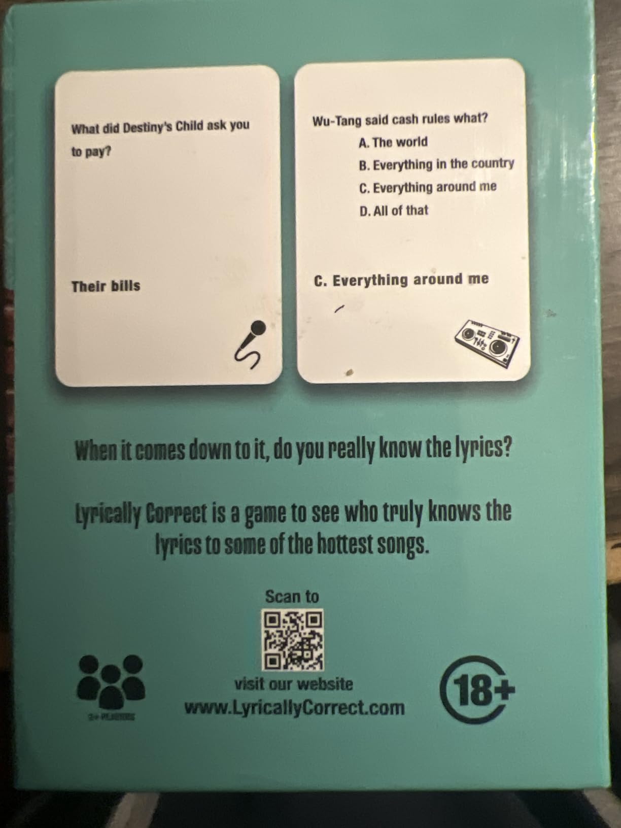 Lyrically Correct '90s & 2000s Hip-Hop & R&B Music Trivia Card Game customer photo 2