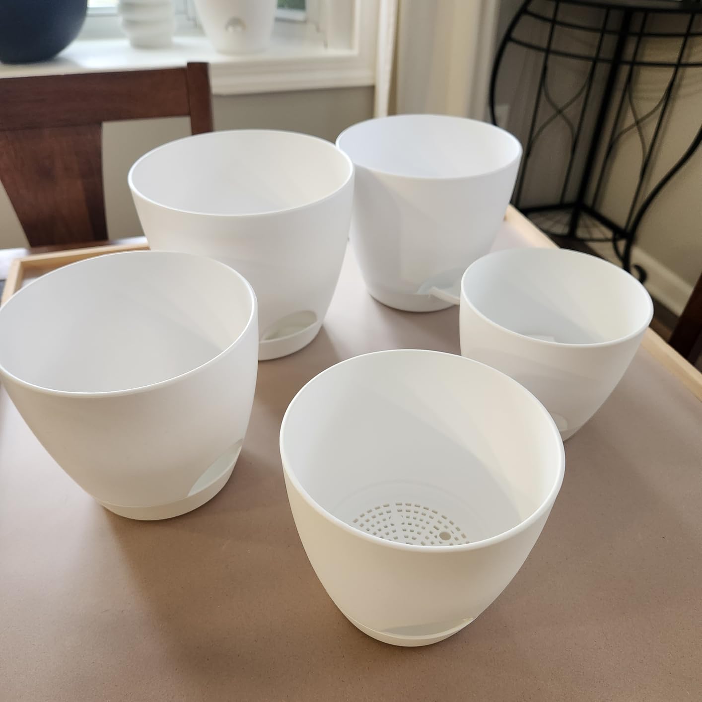 Vanslogreen Plant Pots Indoor 7/6.5/6/5.5/5 Inch Self Watering Planters for Indoor Plants with Drainage Hole, Plastic Flower Pots for Succulents, African Violet (Green) customer photo 2